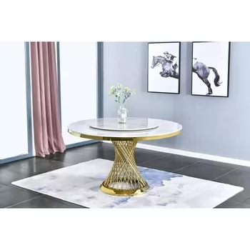 Стол обеденный IST-CASA Мелоди DT-018, 130х130х75 см, белый мрамор