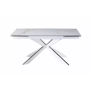 Стол обеденный IST-CASA раскладной Иллюзион MC22026DT, 160(240)х90х76 см, белый мрамор