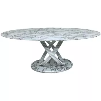 Стол обеденный IST-CASA Сфера Овал F-1453, 200х100х76 см, белый мрамор