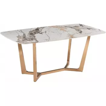 Стол обеденный Ланс Мат DT-2852L,180х90х75 см, белый мрамор/матовое золото IST-CASA
