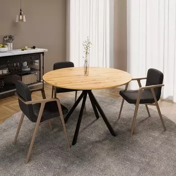 Стол обеденный Luminary Fusion Hesby (Металл/Светлое дерево) арт.HSBI_DT2313_wooden