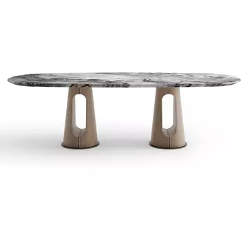 Стол обеденный, мрамор Venetian Brown, экокожа бежевая 280*120*75см Garda Decor арт.160KD-60072