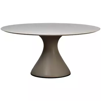 Стол обеденный, мрамор Volakas, экокожа бежевая d160*75см Garda Decor арт.160KD-60090