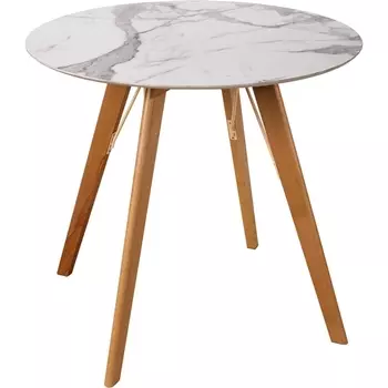 Стол обеденный обеденный JET CERAMIC круглый d-80 (Дерево бук, Прозрачный лак) CA Faggio Statuario 80x80 Jet-Ceramic