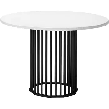 Стол обеденный Patrik д.110 мрамор Бианко /черный муар R-Home арт.4103111h_мрб/черный