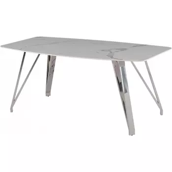 Стол обеденный Соар-2 F-1690,180х90х76 см, бело-серая керамика/хром серебро IST-CASA