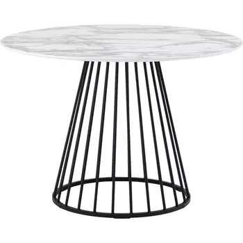 Стол обеденный Stool Group Ливерпуль 110*110 белый мрамор черная ножка