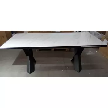 Стол ORISTANO 200 MARBLES KL-99 Белый мрамор матовый, итальянская керамика/ черный каркас М-City M-City