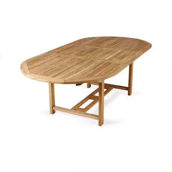 Стол овальный раздвижной Nairobi (Массив тика/Бежевый) ОГОГО Обстановочка! арт.889248