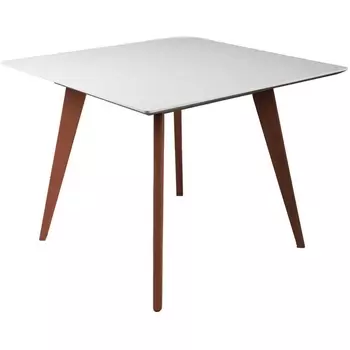 Стол R-Home Лунд 960*960 мрамор Бьянко Темный орех