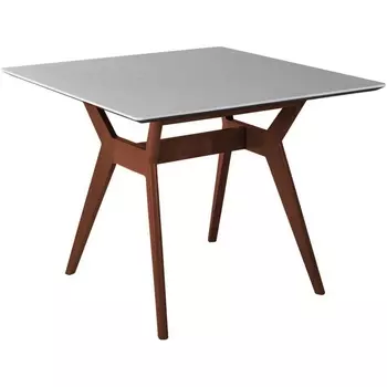 Стол R-Home Нарвик 960*960 мрамор Бьянко Темный орех