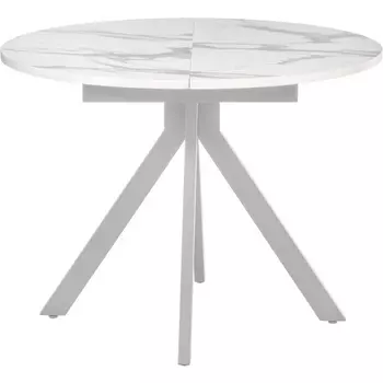 Стол Rudolf круглый раскладной 100-130x100x75см, белый мрамор, белый Bradex Home арт.RF 0523