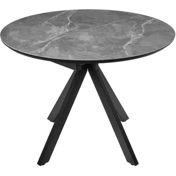 Стол Rudolf круглый раскладной 100-130x100x75см, серый керамогранит, черный Bradex Home арт.RF 0643