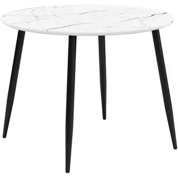 Стол SFR100 стекло белое мрамор глянец/опоры черные Dikline 00-00061835