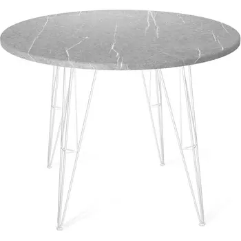 Стол Sheffilton SHT-TU10/TT 90 МДФ белый муар/серый мрамор