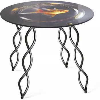 Стол Sheffilton SHT-TU17/TT32 80 СТЕКЛО/МДФ черный муар/лунная ночь