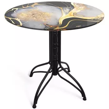 Стол Sheffilton SHT-TU25/TT32 80 СТЕКЛО/МДФ черный муар/черный алмаз