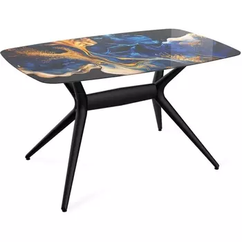 Стол Sheffilton SHT-TU30-2/TT32 118/77 стекло/МДФ черный/синий сапфир