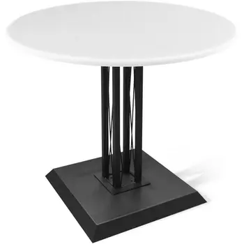 Стол Sheffilton SHT-TU6-BS2/80 МДФ белый черный муар/белый шагрень