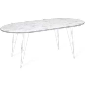 Стол SHT-TU10/140/80 МДФ овальная белый/мрамор премиум светлый Sheffilton SHT-TU10 1190896101