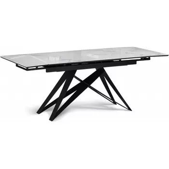 Стол стеклянный Notta Блэкберн 140(200)х80х75 белый мрамор кристл / черный арт.612167