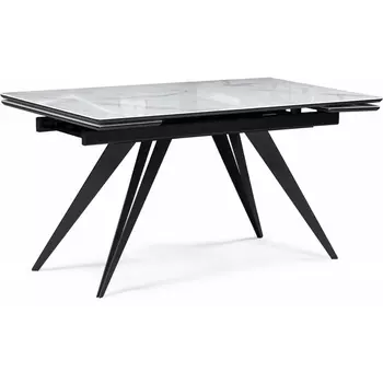 Стол стеклянный Notta Дарвин 140(200)х80 белый мрамор / черный арт.612177