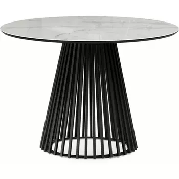Стол стеклянный Notta Нэнси 110 белый мрамор / черный арт.612161