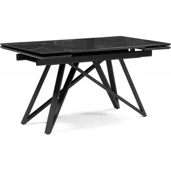 Стол стеклянный Notta Вилсон 140(200)х80 черный мрамор / черный арт.612173