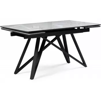 Стол стеклянный Notta Вилсон 140(200)х80 белый мрамор / черный арт.612172