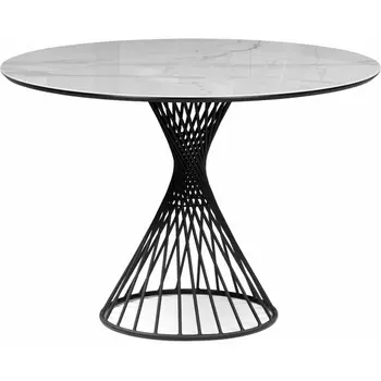 Стол стеклянный Notta Вивиен 110 белый мрамор / черный арт.612164