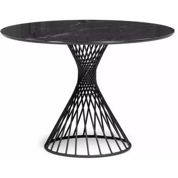 Стол стеклянный Notta Вивиен 110 черный мрамор / черный арт.612165