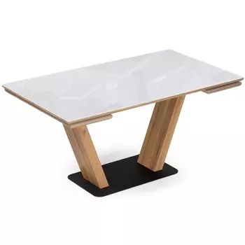 Стол стеклянный Notta Конор 140(200)х80х73 белый / дуб вотан 511147