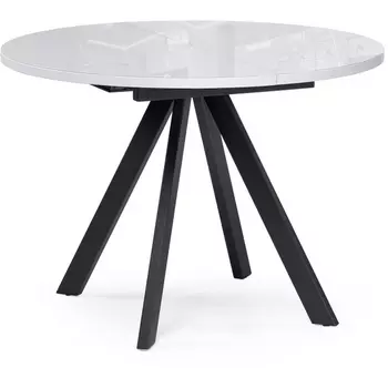 Стол стеклянный Woodville Трейси 100(140)х100х75 белый / черный 516560