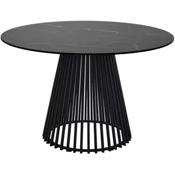 Стол TERNI 120 MATT BLACK MARBLE SOLID CERAMIC Черный мрамор матовый, керамика/Черный каркас М-City M-City