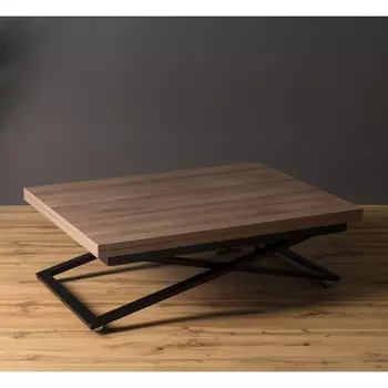 Стол трансформер Левмар Compact D69/S53 (дуб шамони темный/черные опоры) Levmar