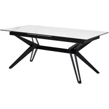 Стол URBINO 180 MATTE STATUARIO Белый мрамор матовый, керамика/ черный каркас М-City M-City