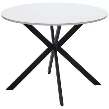 Стол ВЕГА D100 Белый, стекло/ черный каркас М-City M-City