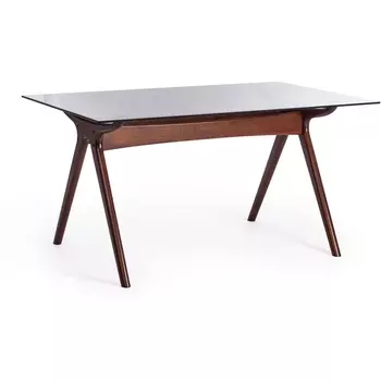 Стол VIBORG (mod. T-379G) Темный орех (HN GLAZE) (дерево гевея, стекло) (Tetchair)
