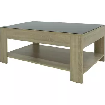 Стол журнальный BeautyStyle 26 сонома/стекло черное Mebelik арт.000271