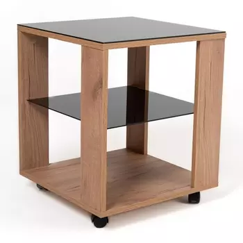 Стол журнальный BeautyStyle 6 дуб крафт золотой/стекло черное Mebelik арт.009385