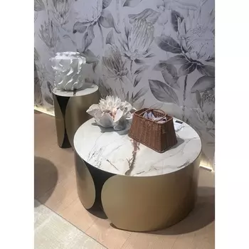 Стол журнальный BRANT KL-188 Контрастный мрамор матовый, итальянская керамика/ Шампань, ®DISAUR (арт.614M05813) M-City