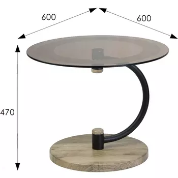 Стол журнальный Дуэт 13Н черный/дуб крымский состаренный/тонированное Mebelik арт.007247
