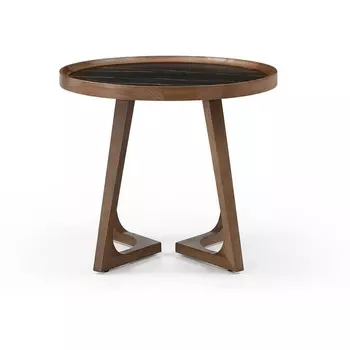 Стол журнальный ESF CT3059 (D60) черная керамика/орех/Керамика,Массив дерева