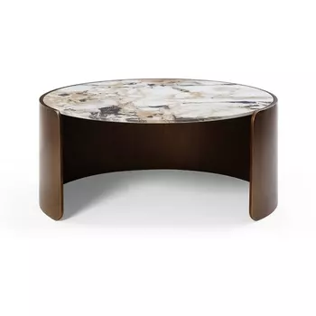 Стол журнальный ESF CT3095CL (D90) белая керамика /бронзовый/Керамика,Металл