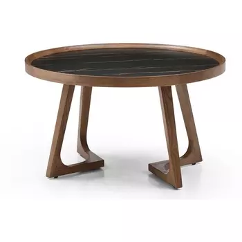 Стол журнальный ESF CT6082 (D80) черная керамика/орех/Керамика,Массив дерева