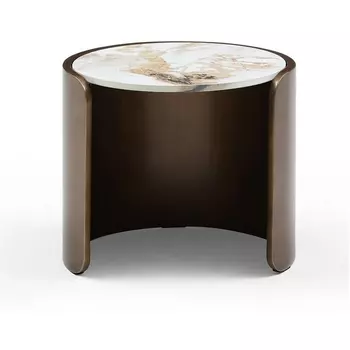 Стол журнальный ESF ET3095CL (D40) белая керамика /бронзовый/Керамика,Металл