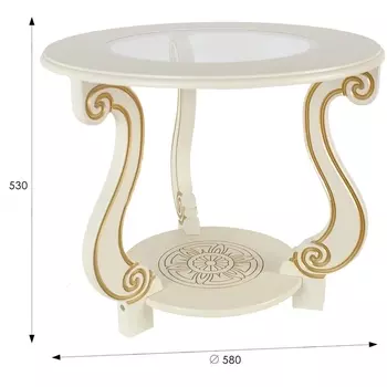 Стол журнальный Грация (С) слоновая кость/золото от фабрики Mebelik