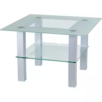 Стол журнальный Кристалл 1 алюминий/прозрачное от фабрики Mebelik