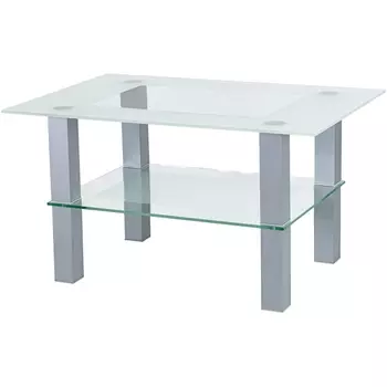 Стол журнальный Кристалл 2 алюминий/прозрачное от фабрики Mebelik