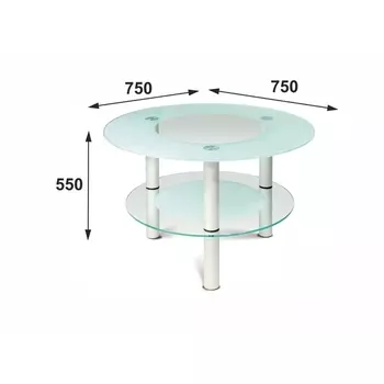 Стол журнальный Кристалл 3 алюминий/прозрачное от фабрики Mebelik